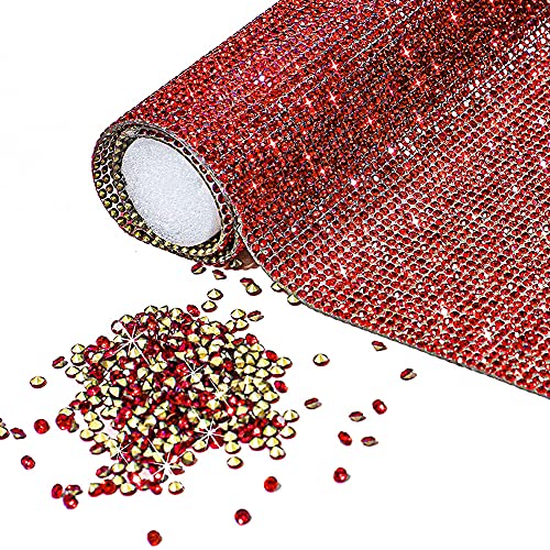 Uposao Selbstklebende Kristall Strass Diamant Band mit 2 mm Strass,40cm x 24cm Dekoration Aufkleber Glitzer Aufkleber Selbstklebende für Kunsthandwerk,DIY Event Auto Telefon Dekoration,Rot von Uposao