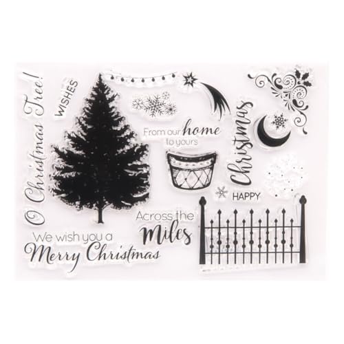 Uposao Stempel Weihnachten,Frohe Clear Weihnachten Stamp Transparent Weihnachtsstempel Winter Silikonstempel mit Schneeflocke Weihnachtsmann Hirsch Baum für Scrapbooking Karten DIY,Kinder Geschenke von Uposao