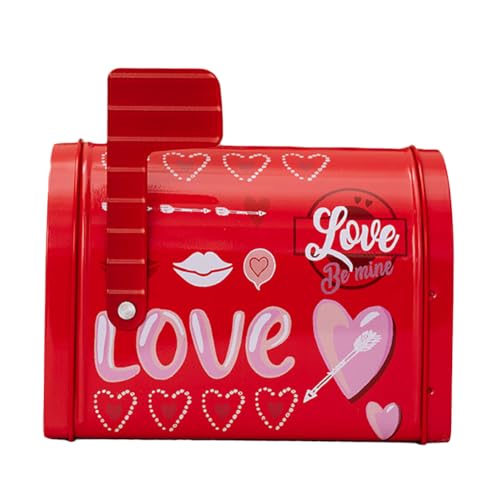 Uposao Tinplate Mailbox Valentines Weißblech Briefkasten Geschenkkasten Mailbox Form Kreative Postkasten Aufbewahrungsbehälter zum Valentinstag für Süßigkeiten, Kekse von Uposao