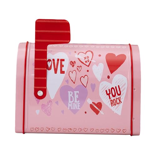 Uposao Tinplate Mailbox Valentines Weißblech Briefkasten Geschenkkasten Mailbox Form Kreative Postkasten Aufbewahrungsbehälter zum Valentinstag für Süßigkeiten, Kekse von Uposao