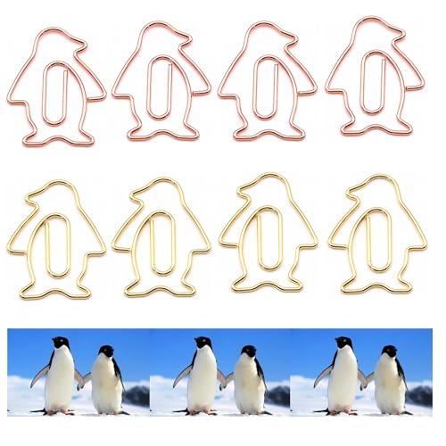 40-teiliges Büroklammer-Set aus Metall in Pinguin-Form – niedliche Büroklammern für lustige Bürobedarf und Party-Dekoration (Gold, Roségold) (Pinguinform) von Upquzzfy