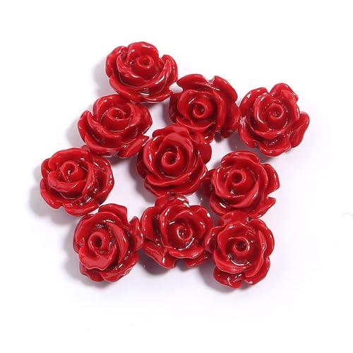 30 Stück 8 mm Zinnober-geschnitzte rote Rosenperlen, Rosen-Blumen-Schnitzerei, lose Charm-Perlen, Zubehör für DIY-Schmuckherstellung, Zubehör, Dekoration von Upstore