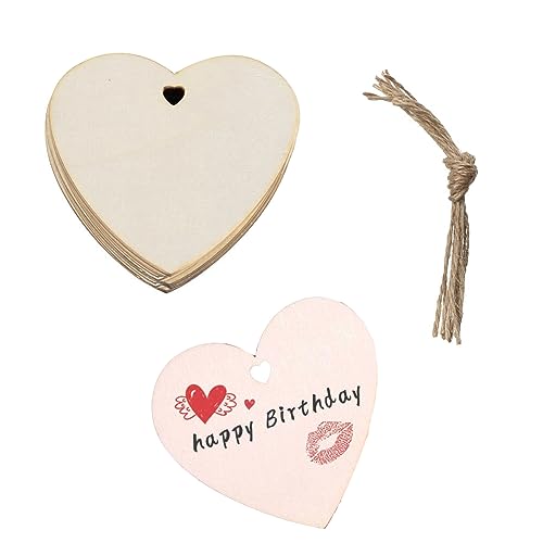 Holzherzen mit natürlicher Schnur, unlackiert, unlackiert, Holzherzen-Set mit Löchern, für Hochzeit, Party, Kunst und Handwerk, 20 Stück Holzherzen mit natürlicher Schnur, unlackiert, unlackiert, Holzherzen-Set mit Löchern, für Hochzeit, Party, Kunst und Handwerk, 20 Stück von Upstore