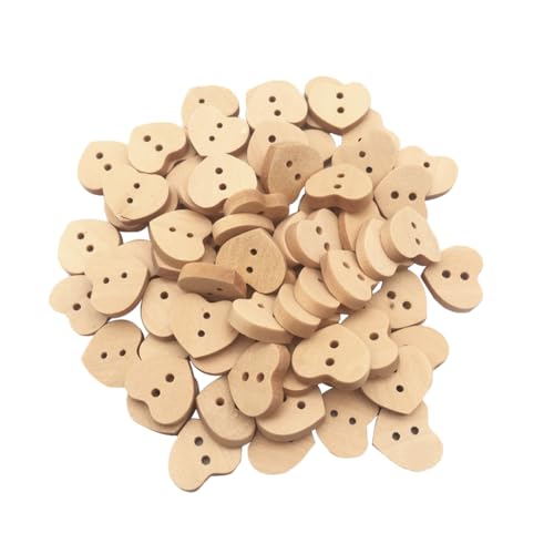 Holzknöpfe in Herzform, 2 Löcher, natürliche Holzknöpfe zum Nähen, Scrapbooking, Basteln, Dekoration, 100 Stück von Upstore