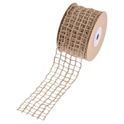 Netzband aus Jute, Drahtband, 5 cm x 9 m, gewebt, Jute, Netzband, Stoffband, Bastelband für Geschenkverpackungen, Baumspitze, Schleife, Kranz, DIY, Basteln, Party-Dekoration von Upstore