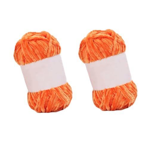 Samt-Chenille-Garn zum Häkeln und Stricken, weiches, grobes Chenille-Garn, Babydeckengarn für Heimwerker, Weben, Handwerk (Orange je 100 g, je 80 m) von Upstore