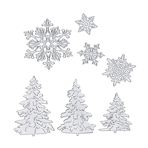 7 Stück Weihnachtsbaum-Stanzformen aus Metall, Schneeflocken, Stanzschablonen für Scrapbooking, Album, Karten, Fotodekoration, 7 Stück, Schneeflocken-gestanzt, Weihnachtsbaum, DIY, Metall-Stanzformen von Uqezagpa