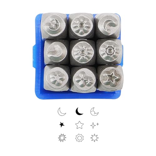 Celestials Designs Stahlmarken Set Von 9 Für Schmuckherstellung Und Metallpersonalisierung Mit Sun Moon Star Muster Metallstempel Celestials Designs Stahlmarken Set Von 9 Für Schmuckherstellung Und Metallpersonalisierung Mit Sun Moon Star Muster Metallstempel von Uqezagpa