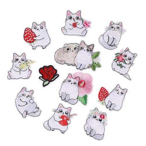 Uqezagpa 12 Stück Cartoon Tier bestickte Patches weiße Katzen Nähen Patches Bügelbilder Applikation Patches Aufnähen Uqezagpa 12 Stück Cartoon Tier bestickte Patches weiße Katzen Nähen Patches Bügelbilder Applikation Patches Aufnähen von Uqezagpa