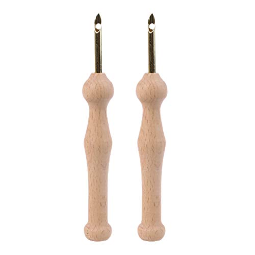 Uqezagpa 2 Stück/Set Holzgriff Nähen Stickerei Stifte Ergonomisches Design Weben Werkzeuge Stricken von Uqezagpa