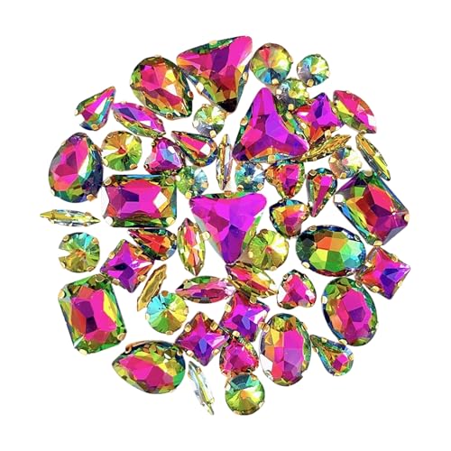 Uqezagpa 50 Stück Strasssteine zum Aufnähen mit flacher Rückseite, klares Glas, Kristallstein mit Loch für Kleidung, Kleid, Tasche, Schuhe Uqezagpa 50 Stück Strasssteine zum Aufnähen mit flacher Rückseite, klares Glas, Kristallstein mit Loch für Kleidung, Kleid, Tasche, Schuhe von Uqezagpa