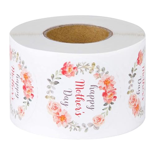 Uqezagpa 500 Stück Aufkleber "Happy Mother's Day" mit süßem Blumenkranz-Design zum Verpacken und zur Kartendekoration, selbstklebend Uqezagpa 500 Stück Aufkleber "Happy Mother's Day" mit süßem Blumenkranz-Design zum Verpacken und zur Kartendekoration, selbstklebend von Uqezagpa