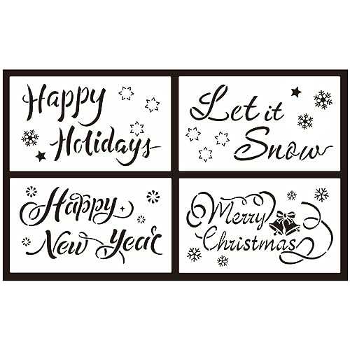 Uqezagpa Fashion Template, Reusable Painting Stencil Decor Drawing Stencil Christmas Word Letter Stencil for Painting on Wooden von Uqezagpa