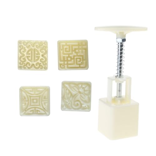 Uqezagpa Mooncake Stempel, praktische, quadratische Gebäckform, multifunktionale Formen mit 4 verschiedenen Mustern, künstlerische Leckereien von Uqezagpa