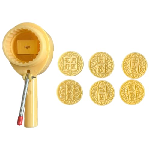 Uqezagpa Mooncake Stempel, verstellbare Handpresse, professionelle Formen, einzigartiges Blumenmuster, Gebäck, Backen von Uqezagpa