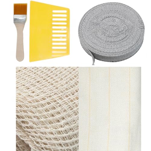 Uqezagpa Tufting-Stoffeinfassungs-Set, Teppichrückseite, Stoff, Teppich, Tufting-Zubehör für Kleidung, Heimdekoration, Teppichherstellung von Uqezagpa