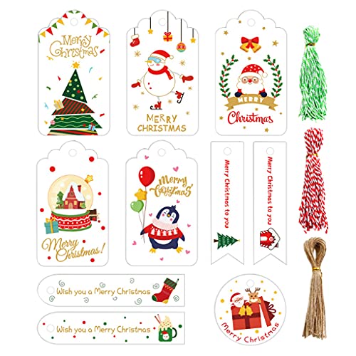 Weihnachtspapieranhänger für kreative gemalte Cartoons, handgefertigte Baumdekor-Karten mit Seil-Etiketten, Geschenkverpackung, Stempel, Zubehör, Baumdekor-Karten, 150 Stück von Uqezagpa