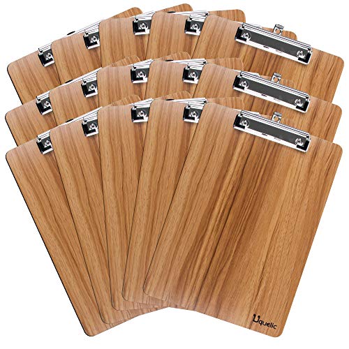 Uquelic Klemmbrett/Schreibbrett/Clipboard A4-15er Klemmbretter A4 Eleganz Luxus Holzmaserung Abgerundete Ecken Zwischenablage mit Robustem Clip und Loch Zum Aufhängen von Uquelic