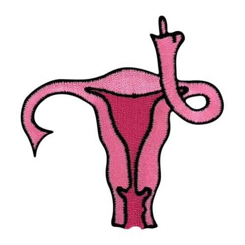 Urbanski Patch Gebährmutter Uterus zeigt Finger zum Aufbügeln 7,1 x 6,8 cm | Aufnäher Applikation Bügelbild von Urbanski