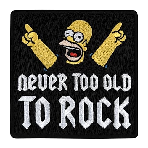 Urbanski Patch Homer Simpson never too old to rock zum Aufbügeln 7,9 x 7,4 cm | Aufnäher Applikation Bügelbild von Urbanski