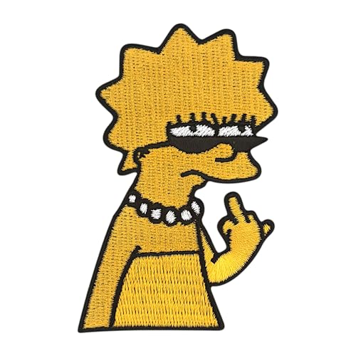 Urbanski Patch Lisa Simpson zeigt Finger zum Aufbügeln 7,5 x 5 cm | Aufnäher Applikation Bügelbild von Urbanski