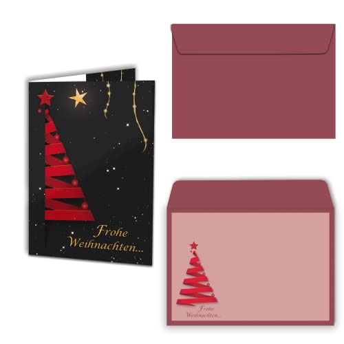 Urdays Weihnachtskarten 20er Set mit Umschlägen Klappkarten für Weihnachtsgrüße 20 Stück – Frohe Weihnachten Sternen Himmel von Urdays
