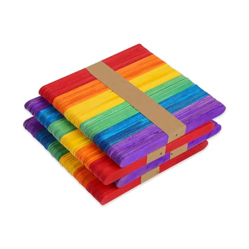 200 Stk. farbige Eiskoni-Sticks, 11,4 cm holzerne Regenbogenfarben Eiskoni-Sticks für Süßigkeiten und Handarbeiten von Ureminisce