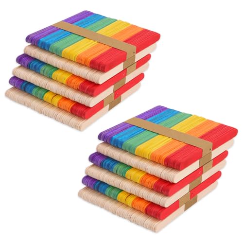 600 Stk. 11,4 cm Originalfarben Bunt Eiskoni-Sticks, Holz-Handwerks-Sticks, für Süßigkeitenherstellung und Handwerksaktivitäten von Ureminisce