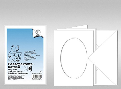 URSUS Passepartoutkarten A6 weiß Ausschnitt oval, 10 Stück mit Kuvert von Ursus