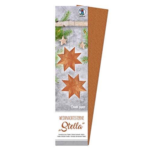 Ursus 16150000 - Weihnachtsstern Stella Crush Paper, kupfer / rot, 120 g, ca. 7 x 30 cm, 33 Blatt, beidseitig bedruckt, einseitig glänzend mit Metalliceffekt, inklusive Faltanleitung von Ursus