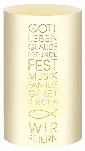 Ursus 18420024 - Silhouetten Tischlichter Filigrano, Text, creme, 5 Blatt, aus Transparentpapier, ca. 14 x 27 cm, 115 g/qm, Durchmesser ca. 8 cm, mit Laserschnitt, ideal als Tischdeko von Ursus