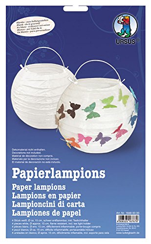 Ursus 18480000 - Papierlampion Blanko, Durchmesser, ca. 15 cm, 4 Stück von Ursus