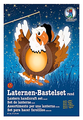 Ursus 18700011 - Laternen Bastelset, Adler, ca. 21,8 x 21 x 10,3 cm, Durchmesser ca. 21,8 cm, inklusive Vorlagebogen mit Bastelanleitung, zum Selbstgestalten, ideal für den nächsten Laternenlauf von Ursus