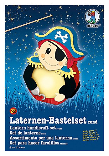 Ursus 18700022 - Laternen Bastelset Pirat 2, ca. 21,8 x 31 x 10,3 cm, Durchmesser ca. 21,8 cm, zum Selbstgestalten, ideal für den nächsten Laternenlauf, Kinderfeste und Halloweenpartys von Ursus