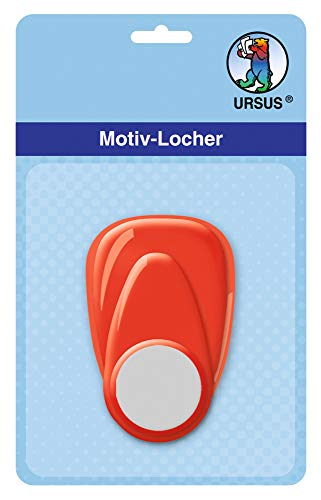 Ursus 19470003 - Motivlocher mit Hebel klein, Kreis, rot, ausgestanztes Motiv ca. 16 mm, aus Kunststoff mit Metallstanze, geeignet für Grammaturen von 160 220 g /qm von Ursus