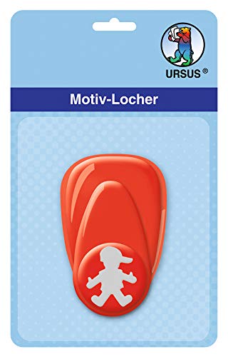 Ursus 19470009 - Motivlocher mit Hebel klein, Junge, rot, ausgestanztes Motiv ca. 16 mm, aus Kunststoff mit Metallstanze, geeignet für Grammaturen von 160 220 g /qm von Ursus