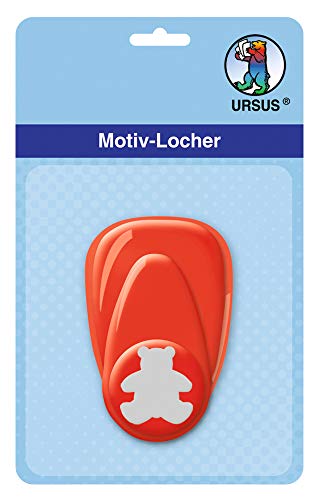 Ursus 19470018 - Motivlocher mit Hebel klein, Bär, rot, ausgestanztes Motiv ca. 16 mm, aus Kunststoff mit Metallstanze, geeignet für Grammaturen von 160 220 g /qm von Ursus