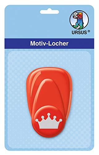 Ursus 19470053 - Motivlocher mit Hebel klein, Krone, rot, ausgestanztes Motiv ca. 16 mm, aus Kunststoff mit Metallstanze, geeignet für Grammaturen von 160 220 g /qm von Ursus