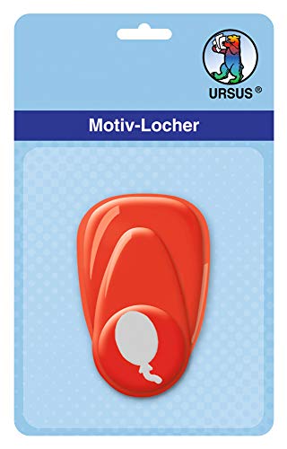 Ursus 19470070 - Motivlocher mit Hebel klein, Luftballon, rot, ausgestanztes Motiv ca. 16 mm, aus Kunststoff mit Metallstanze, geeignet für Grammaturen von 160 220 g /qm von Ursus