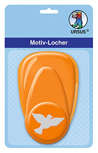 Ursus 19480017 - Motivlocher mit Hebel mittel, Taube, orange, ausgestanztes Motiv ca. 25,4 mm, aus Kunststoff mit Metallstanze, geeignet für Grammaturen von 160 220 g /qm von Ursus