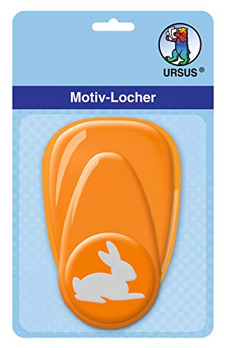 Ursus 19480023 - Motivlocher mit Hebel mittel, Hase, orange, ausgestanztes Motiv ca. 25,4 mm, aus Kunststoff mit Metallstanze, geeignet für Grammaturen von 160 - 220 g /qm von Ursus