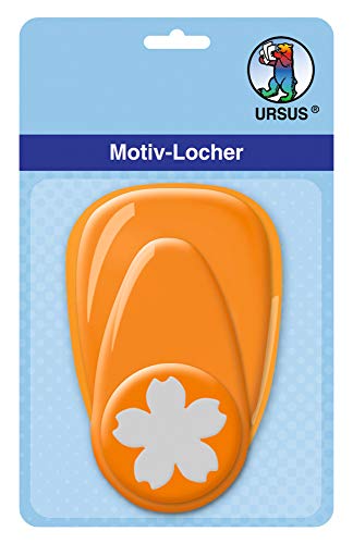 Ursus 19480045 - Motivlocher mit Hebel mittel, Lotus, orange, ausgestanztes Motiv ca. 25,4 mm, aus Kunststoff mit Metallstanze, geeignet für Grammaturen von 160 220 g /qm von Ursus