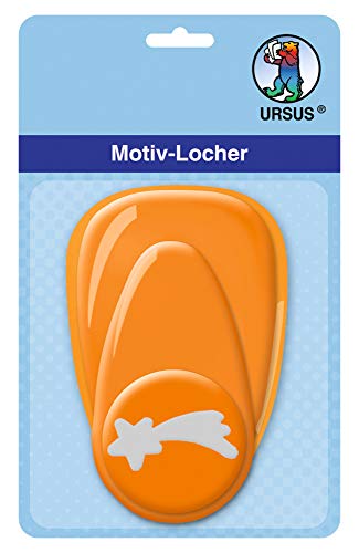 Ursus 19480068 - Motivlocher mit Hebel mittel, Komet, orange, ausgestanztes Motiv ca. 25,4 mm, aus Kunststoff mit Metallstanze, geeignet für Grammaturen von 160 220 g /qm von Ursus