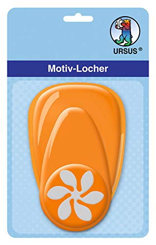 Ursus 19480074 - Motivlocher mit Hebel mittel, Windmühle, orange, ausgestanztes Motiv ca. 25,4 mm, aus Kunststoff mit Metallstanze, geeignet für Grammaturen von 160 220 g /qm von Ursus