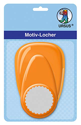 Ursus 19480081 - Motivlocher mit Hebel mittel, Kreis Bogenlinie, orange, ausgestanztes Motiv ca. 25,4 mm, aus Kunststoff mit Metallstanze, geeignet für Grammaturen von 160 220 g /qm von Ursus