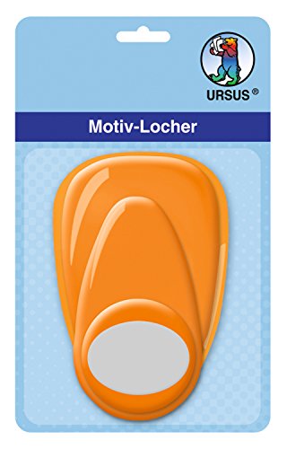 Ursus 19480088 - Motivlocher mit Hebel mittel, Oval, orange, ausgestanztes Motiv ca. 25,4 mm, aus Kunststoff mit Metallstanze, geeignet für Grammaturen von 160 220 g /qm von Ursus