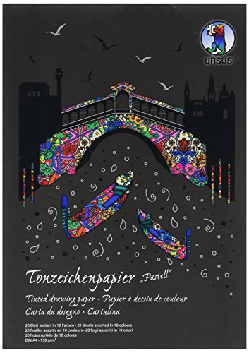 Ursus 2144699SE - Tonpapierblock Pastell, DIN A4, 20 Blatt, 130 g/qm, aus Frischzellulose, holz- und chlorfrei, ideal für Kartengestaltung, Scrapbooking und kreativen Bastelarbeiten von Ursus