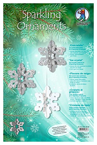 Ursus 21710099 - Bastelset Sparkling Ornaments Eiskristalle, weiß/silber, Set mit Material für 8 Ornamente, inklusive Bastelanleitung, ideal als winterliche Wand -, Fenster -, und Raumdekoration von Ursus