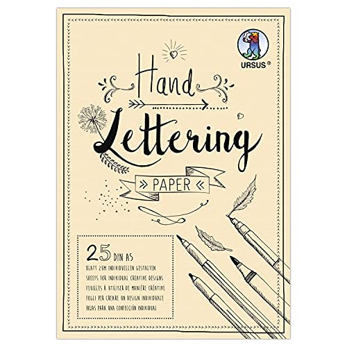 Ursus 24929210 - Handlettering Paper, Creme, DIN A5, 210 g/qm, 25 Blatt Tonkarton, ideale Grundlage zum individuellen Gestalten von Buchstaben von Ursus