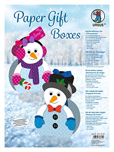 Ursus 28120099 - Geschenkboxen Set Schneemann, 8 Geschenkboxen in 2 verschiedene Motiven und Größen, vorgestanzt und genutet, inklusive Bastelanleitung, ideal für kleine Überraschungen von Ursus